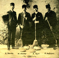 Lodi Curlers from 1887. From left to right Ed Seville, skip, W.M. Dunlap, A. Ayer, and H.E. Andrews.